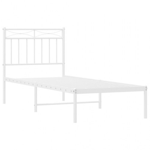 Sengeramme med sengegavl 80×200 cm - metal, hvid