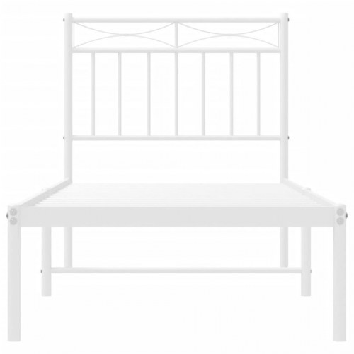 Sengeramme med sengegavl 80×200 cm - metal, hvid