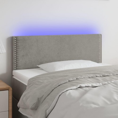 Sengegavl med LED-lys - lysegrå, 80 x 5 x 78/88 cm