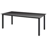 Havebord glas aluminium 190 x 90 x 74 cm sort