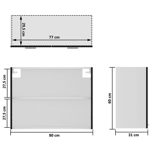 Væghængt glasskab 80x31x60 cm konstrueret træ sort