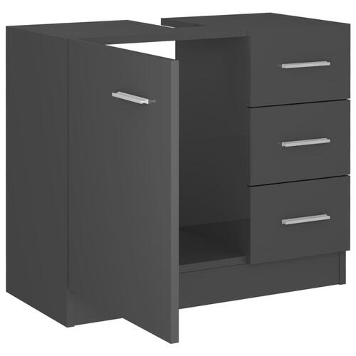 Skab til håndvask 63x30x54 cm konstrueret træ grå højglans
