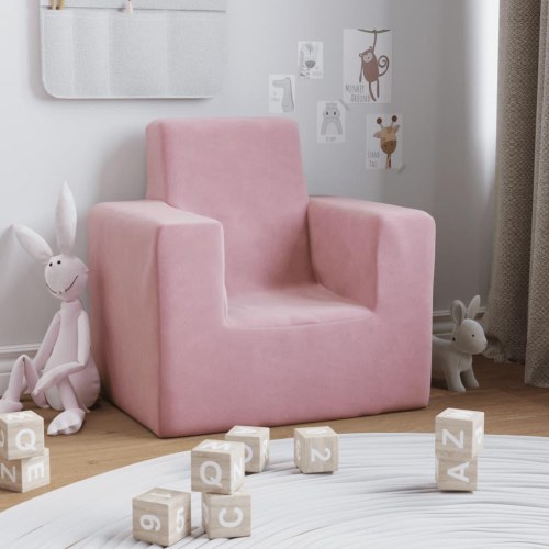 Sofa til børn blødt plys pink