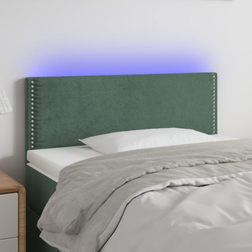 Sengegavl med LED-lys i mørkegrøn velour - 80 x 5 x 78/88 cm