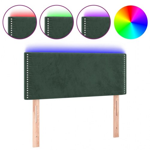 Sengegavl med LED-lys i mørkegrøn velour - 80 x 5 x 78/88 cm