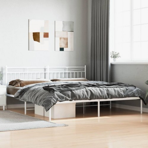 Sengeramme med sengegavl i metal - 193×203 cm, hvid