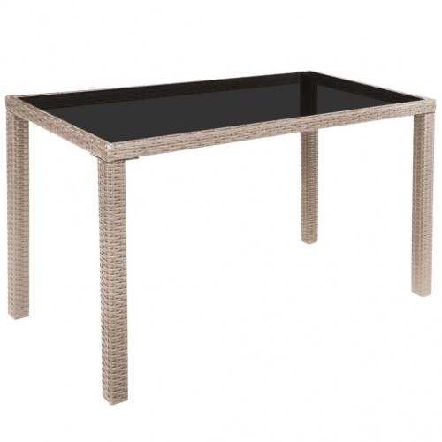 Udendørs spisebordssæt 5 dele med hynder polyrattan beige