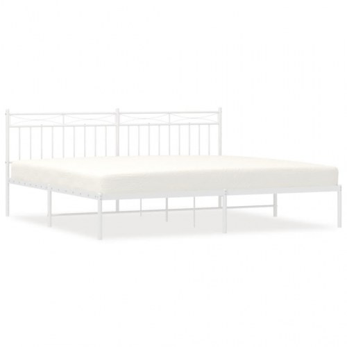 Sengeramme med sengegavl i metal - 193×203 cm, hvid