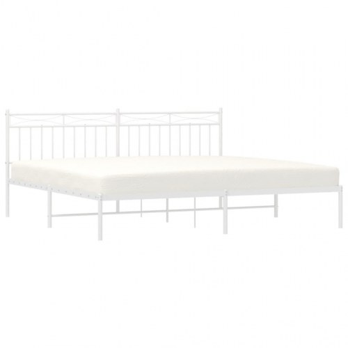 Sengeramme med sengegavl i metal - 193×203 cm, hvid