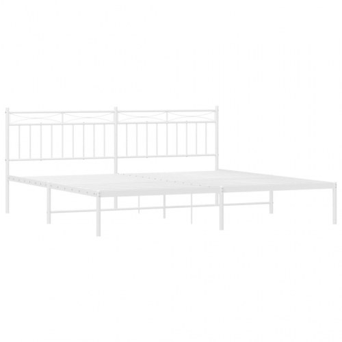 Sengeramme med sengegavl i metal - 193×203 cm, hvid