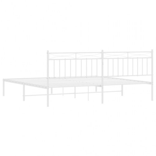 Sengeramme med sengegavl i metal - 193×203 cm, hvid