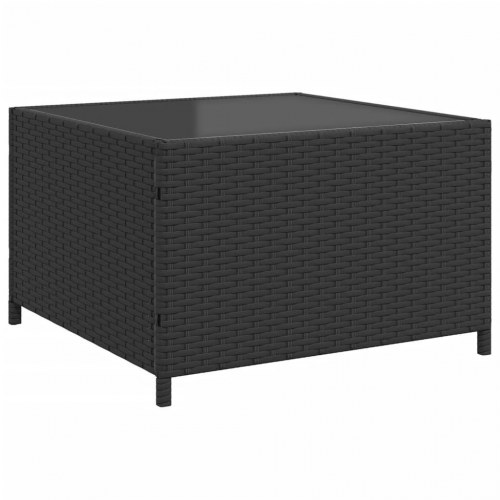 Havesofa med bord og hynder L-formet polyrattan sort
