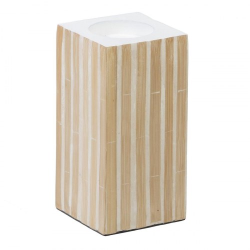 Lyseholder Beige Bambus Træ MDF 10,5 x 10,5 x 21 cm