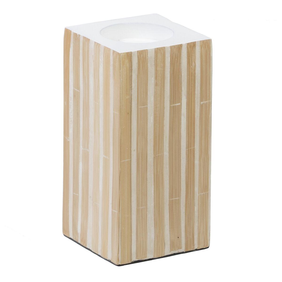 Lyseholder Beige Bambus Træ Mdf 10 5 X 10 5 X 21 Cm