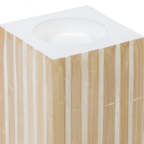 Lyseholder Beige Bambus Træ MDF 10,5 x 10,5 x 21 cm