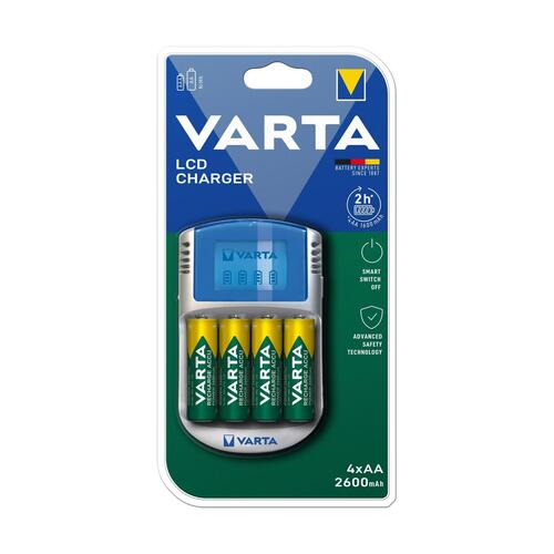 Varta POWER LCD oplader med 4 genopladelige AA-batterier