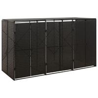 Tredobbelt skraldespandsskjuler 207x80x117 cm polyrattan sort