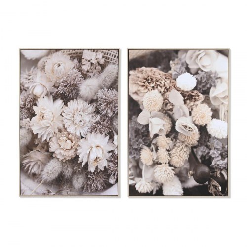 Lærred - beige blomstermotiv, 83 × 4,5 × 122,5 cm