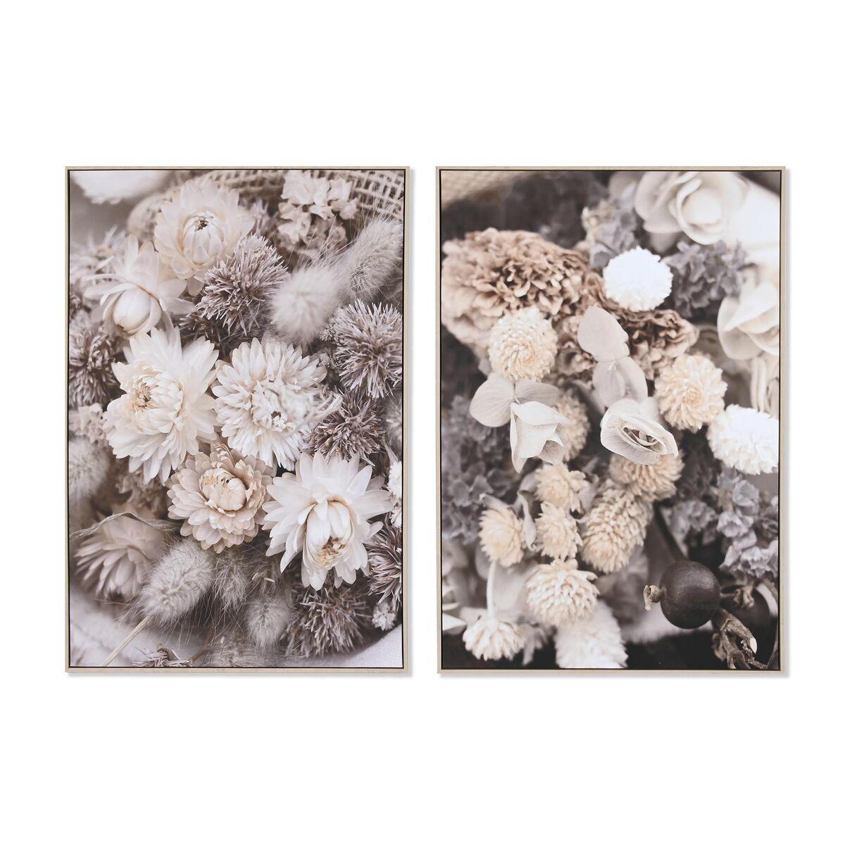 Lærred - beige blomstermotiv, 83 × 4,5 × 122,5 cm