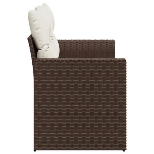2-personers havesofa med hynder polyrattan brun