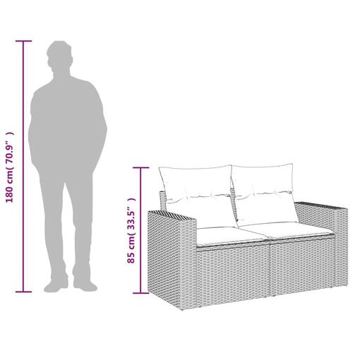 2-personers havesofa med hynder polyrattan brun