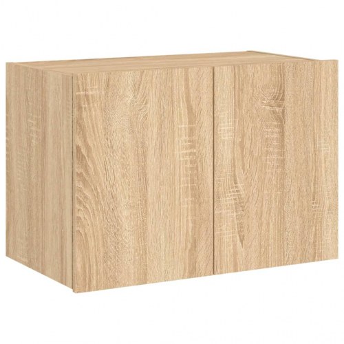 Væghængt tv-bord med LED-lys 60x35x41 cm sonoma-eg