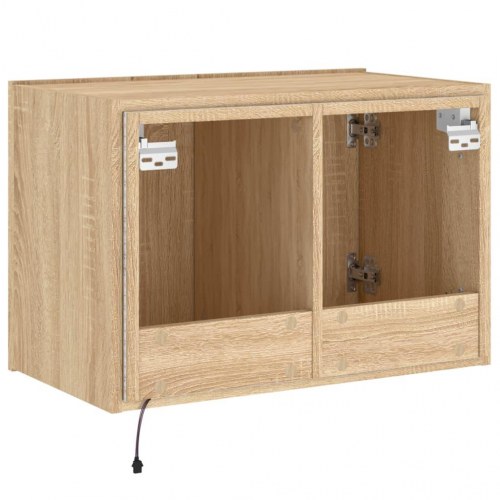 Væghængt tv-bord med LED-lys 60x35x41 cm sonoma-eg