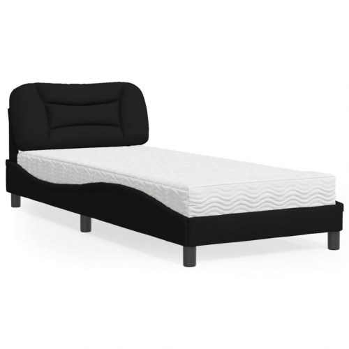 Seng med madras Hvar 90x190 cm - stof, sort