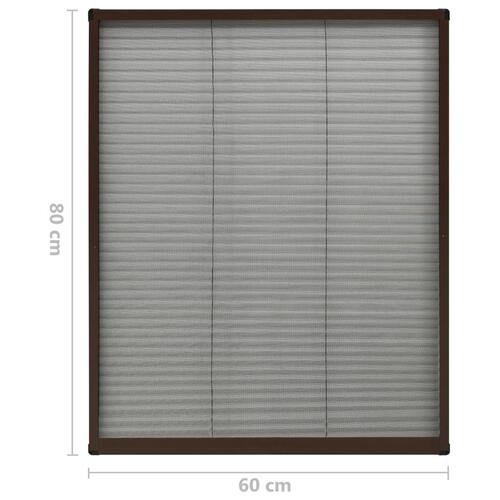 Plisseret insektnet til vinduer aluminium 60x80 cm brun