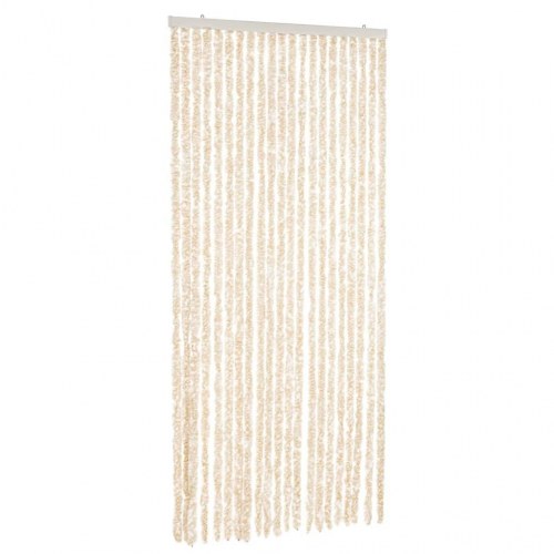 Flueforhæng 90×220 cm i chenille - beige og hvid