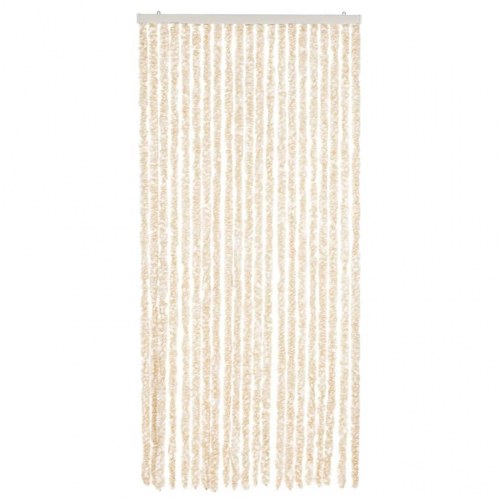 Flueforhæng 90×220 cm i chenille - beige og hvid