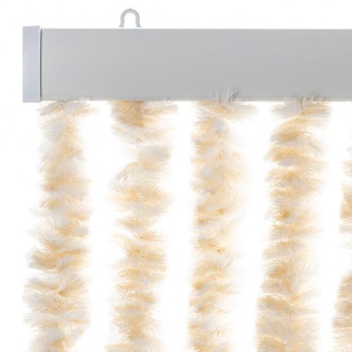 Flueforhæng 90×220 cm i chenille - beige og hvid