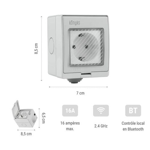 Smart-stik Konyks Pluviose Easy Wi-Fi Bluetooth Udvendig 90 - 250 V 16 A