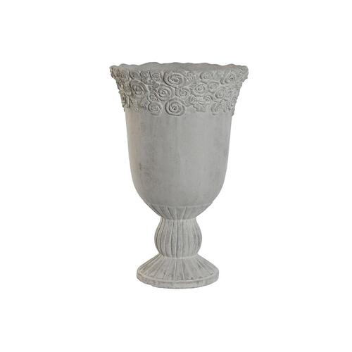 Urtepotte Home ESPRIT Hvid Cement Romantisk Brugt 31 x 31 x 49 cm