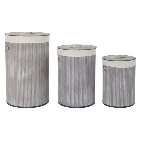 Set med kurve Beige Grå Bambus 38 x 38 x 60 cm (3 Dele) (2 enheder)