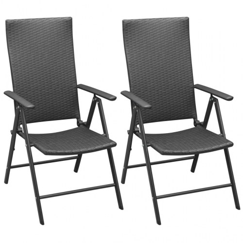 Foldbare havestole i polyrattan - 2 stk., sort
