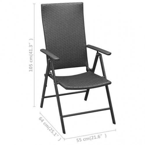 Foldbare havestole i polyrattan - 2 stk., sort