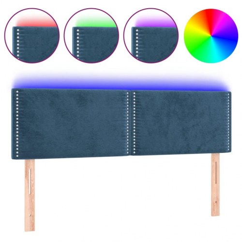 Sengegavl med LED-lys 144x5x78/88 cm fløjl mørkeblå