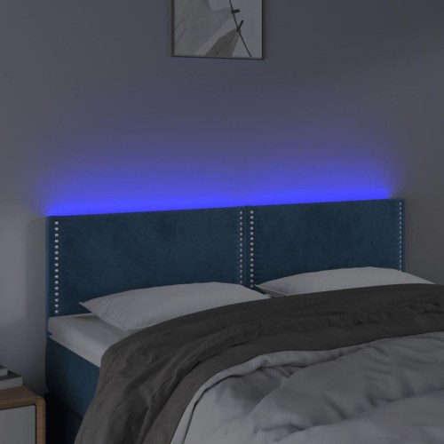 Sengegavl med LED-lys 144x5x78/88 cm fløjl mørkeblå