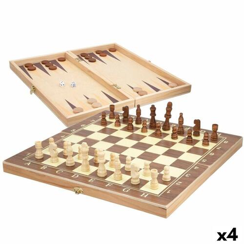 Brætspil Skak og Dam Colorbaby Backgammon Træ (4 enheder)
