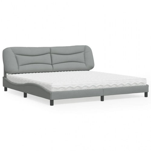 Seng med madras Hvar 200×200 cm - stof, lysegrå