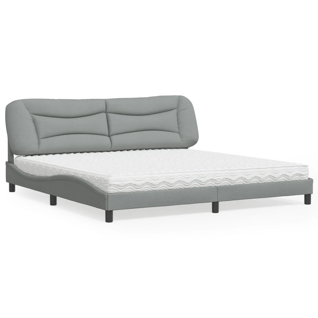 Seng med madras Hvar 200×200 cm - stof, lysegrå
