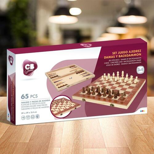 Brætspil Skak og Dam Colorbaby Backgammon Træ (4 enheder)