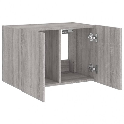 Væghængt tv-bord med LED-lys 60 x 35 x 41 cm - grå sonoma-eg
