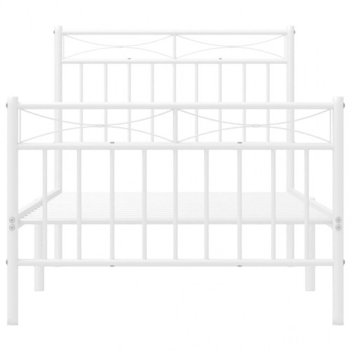 Sengeramme med sengegavl og fodgærde 90 x 200 cm - hvid