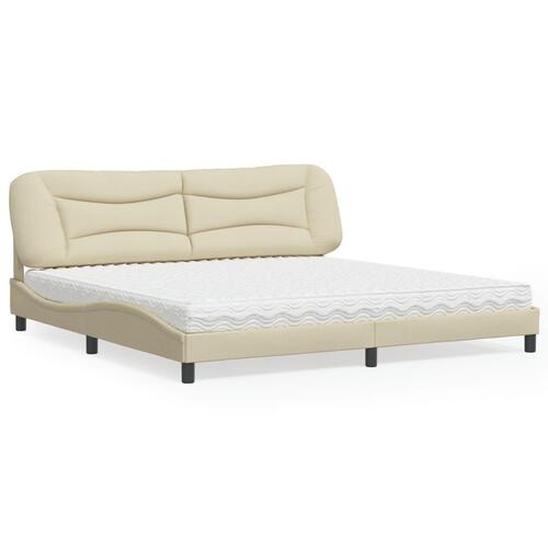 Seng med madras 200x200 cm stof cremefarvet