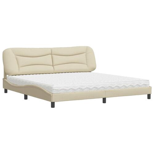 Seng med madras 200x200 cm stof cremefarvet