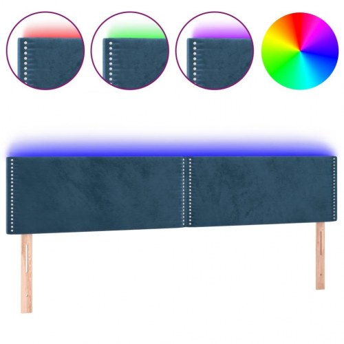 Sengegavl med LED-lys 160×5×78/88 cm i fløjl - mørkeblå