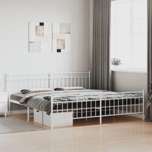 Sengeramme med sengegavl og fodgærde 193 x 203 cm - hvid