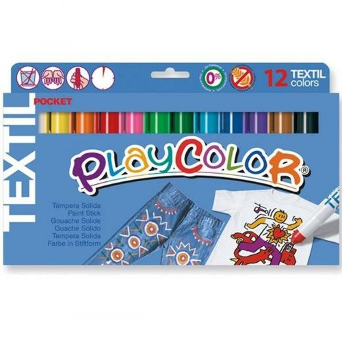 Playcolor Tempera Playcolor Fast - 12 tekstilfarver, multifarvet